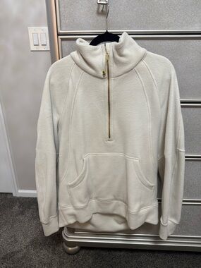 Lululemon Scuba Tumbled Fleece Funnel-Neck Half Zip Bone Size 12